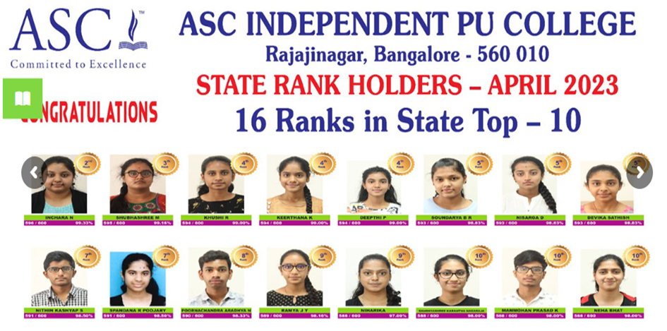 ASC INDEPENDENT PU COLLEGE BANGALORE – Education Karnataka